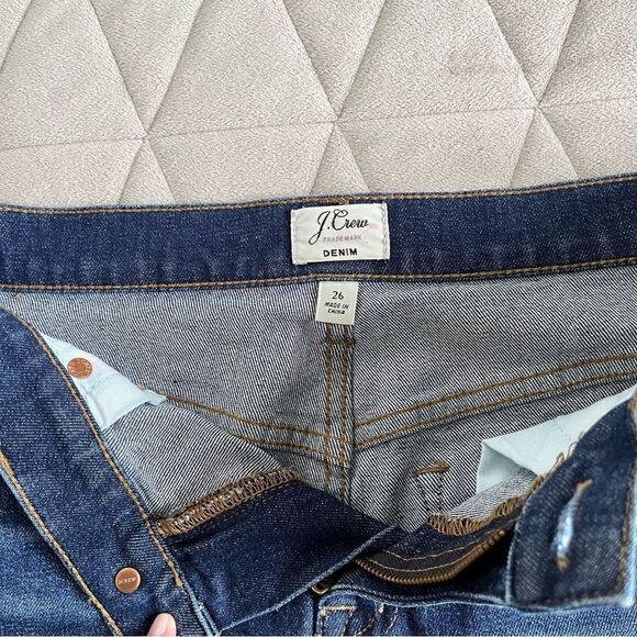 J. Crew A-Line Medium Wash Mini Skirt Denim Cutoff Jean Raw Edge Hem Size 26 - Picture 4 of 10